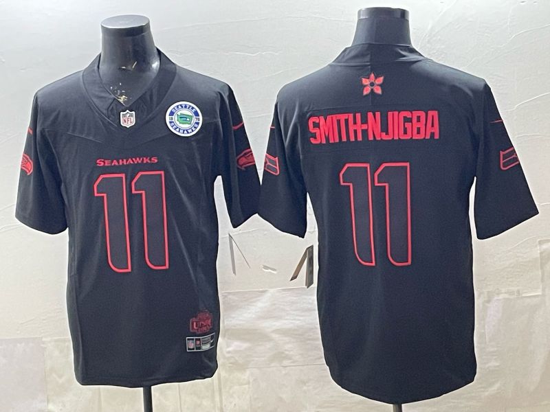 Men 2026 Seattle Seahawks #11 Smith-Hjigba Black 4th generations Nike Limited NFL Jersey style 004